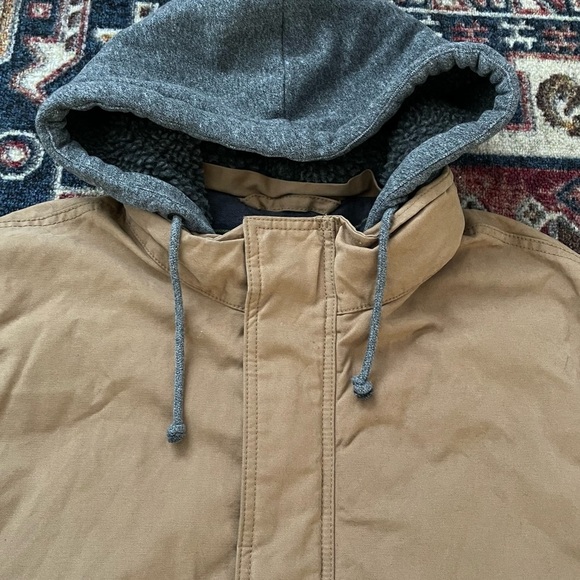 American Eagle Brand Flannel Lined Hooded Jacket Tan L - Picture 3 of 8